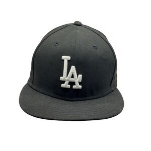 New Era 59FIFTY LA Dodgers Fitted Baseball Cap Kids Size 6 1/8‎ Black White